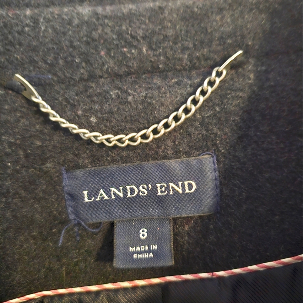 Lands End Dark Grey (black,) Wool hip length coat